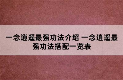 一念逍遥最强功法介绍 一念逍遥最强功法搭配一览表